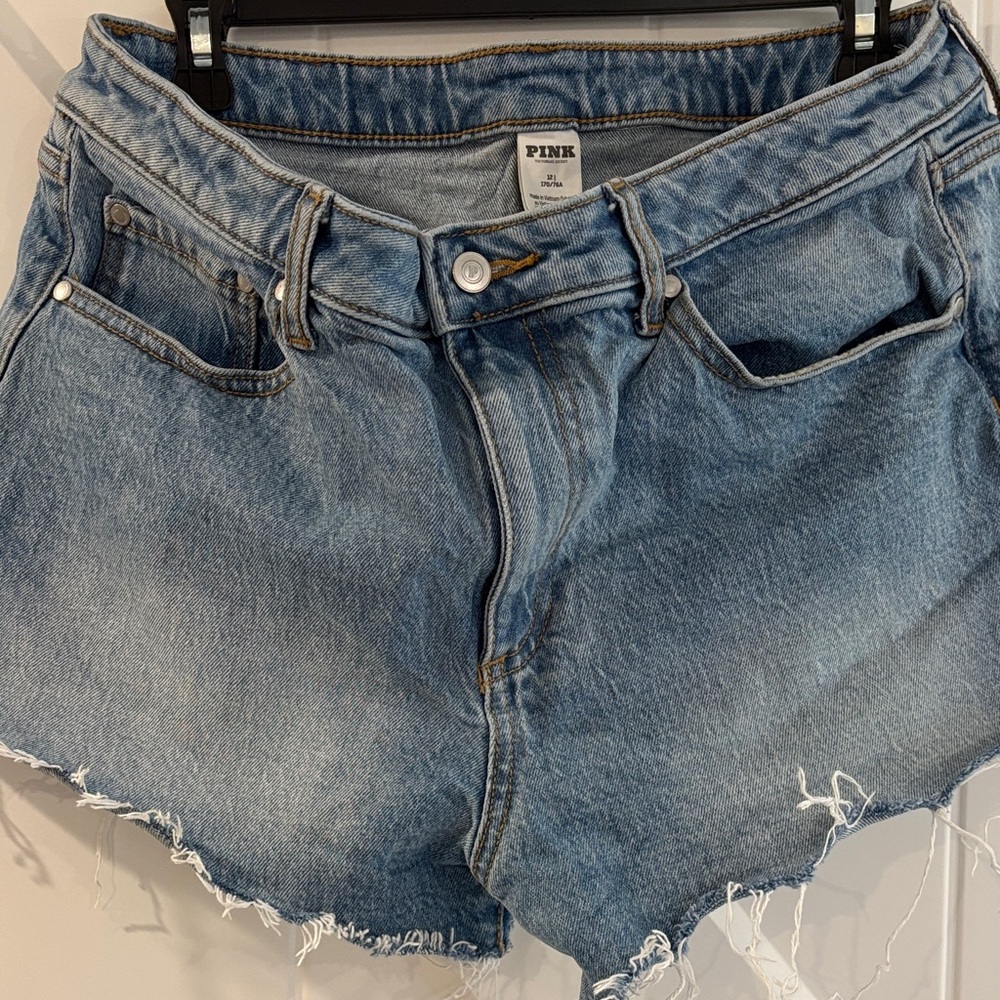 PINK Victoria's Secret Light Blue Distressed Denim Shorts